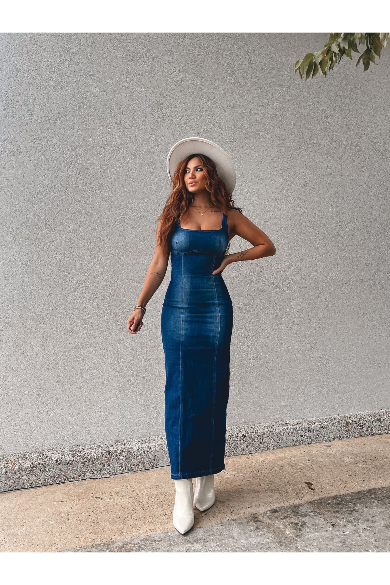 Denim bodycon clearance midi dress