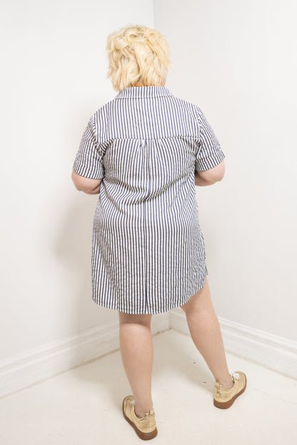 Day Off Striped Shirt Dress