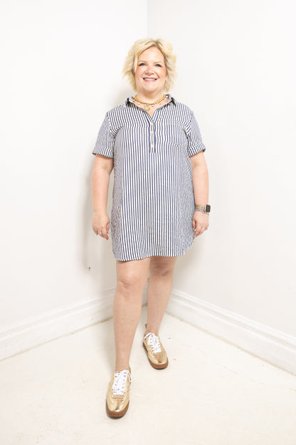 Day Off Striped Shirt Dress