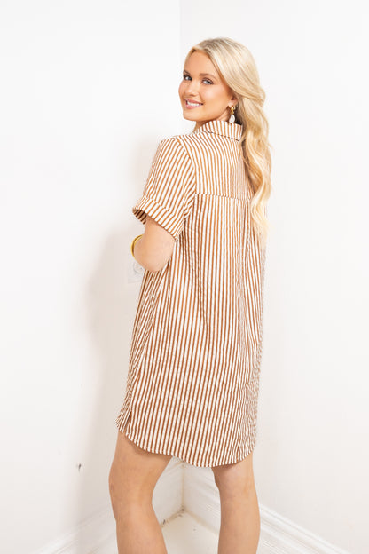 Day Off Striped Shirt Dress