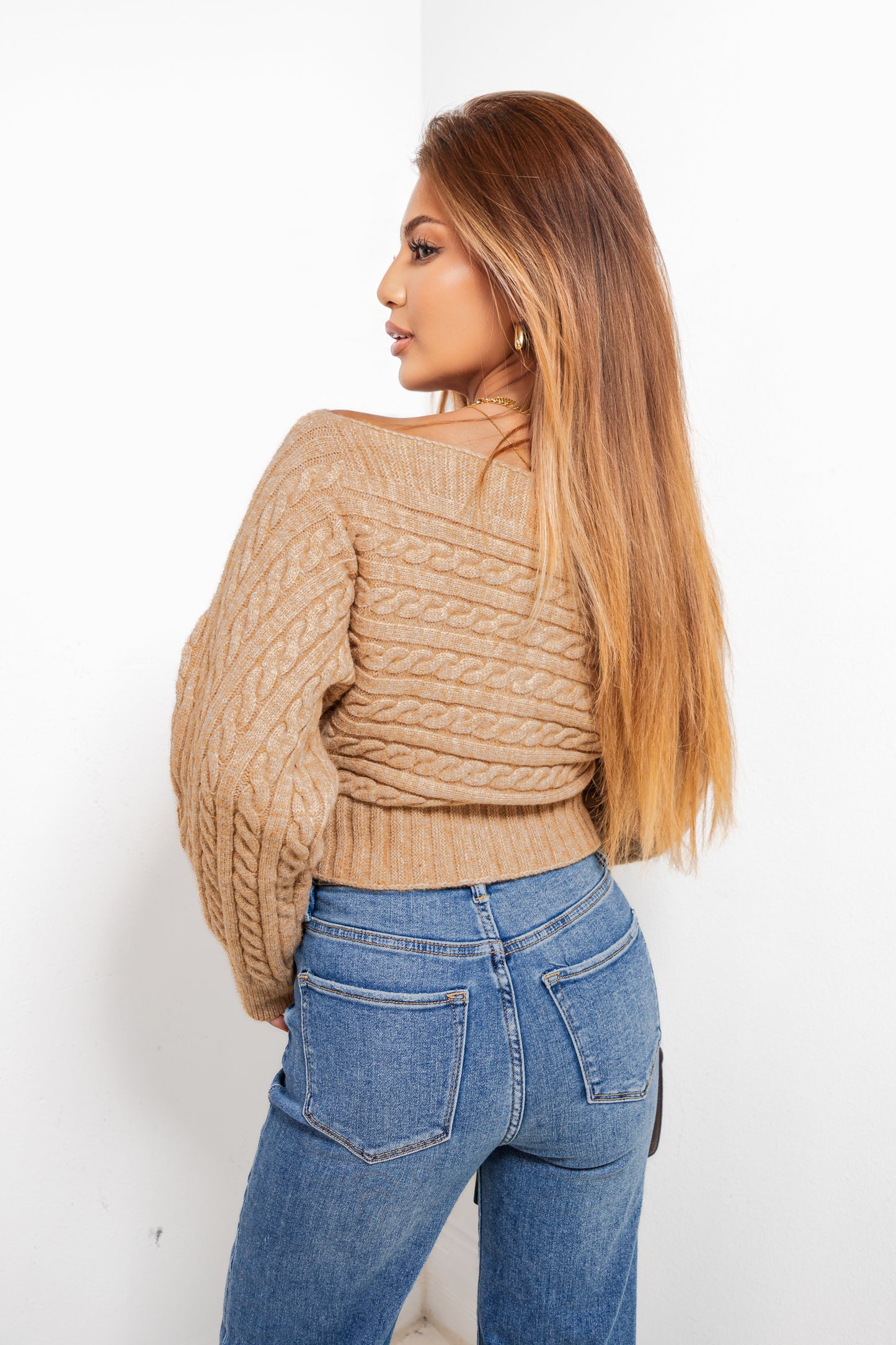 Snuggle Up Off Shoulder Button Down Top