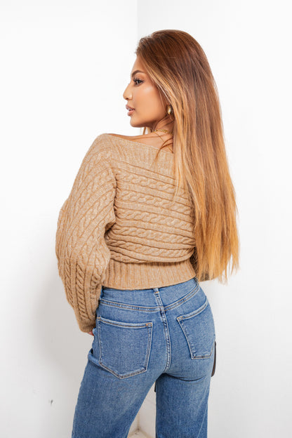 Snuggle Up Off Shoulder Button Down Top