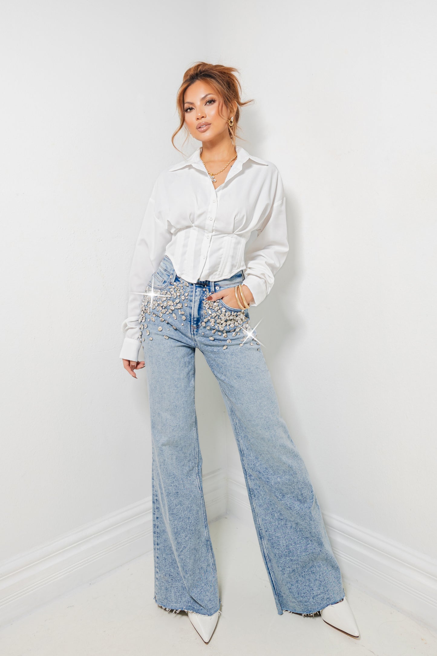 Dear John Fiona Sparkle Wide Leg Jeans