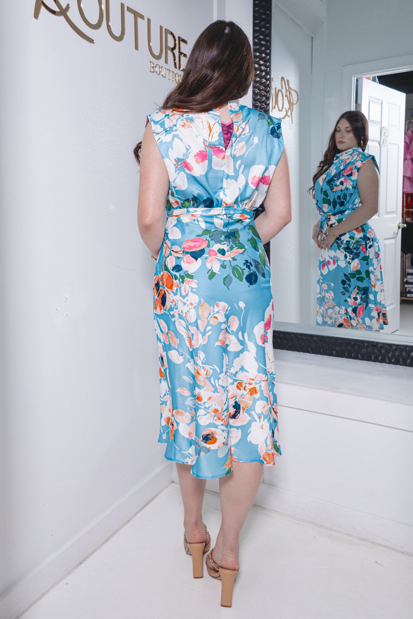 Delicate Days Mock Neck Midi Dress