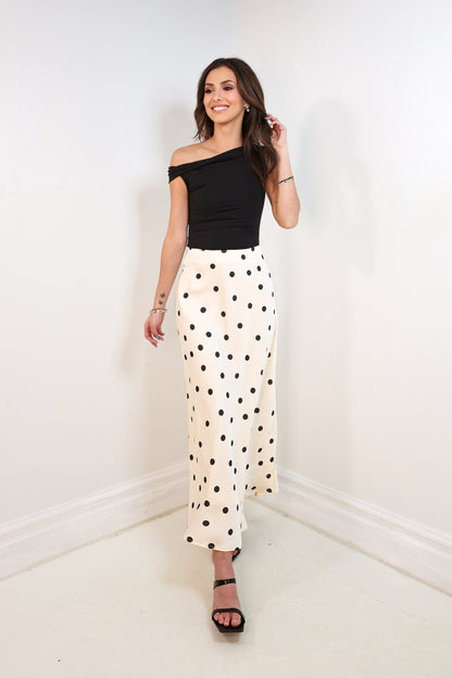 Dot Affair Polka Dot Midi Skirt