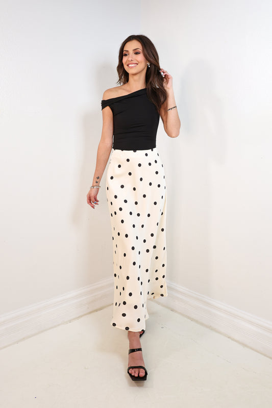 Dot Affair Polka Dot Midi Skirt