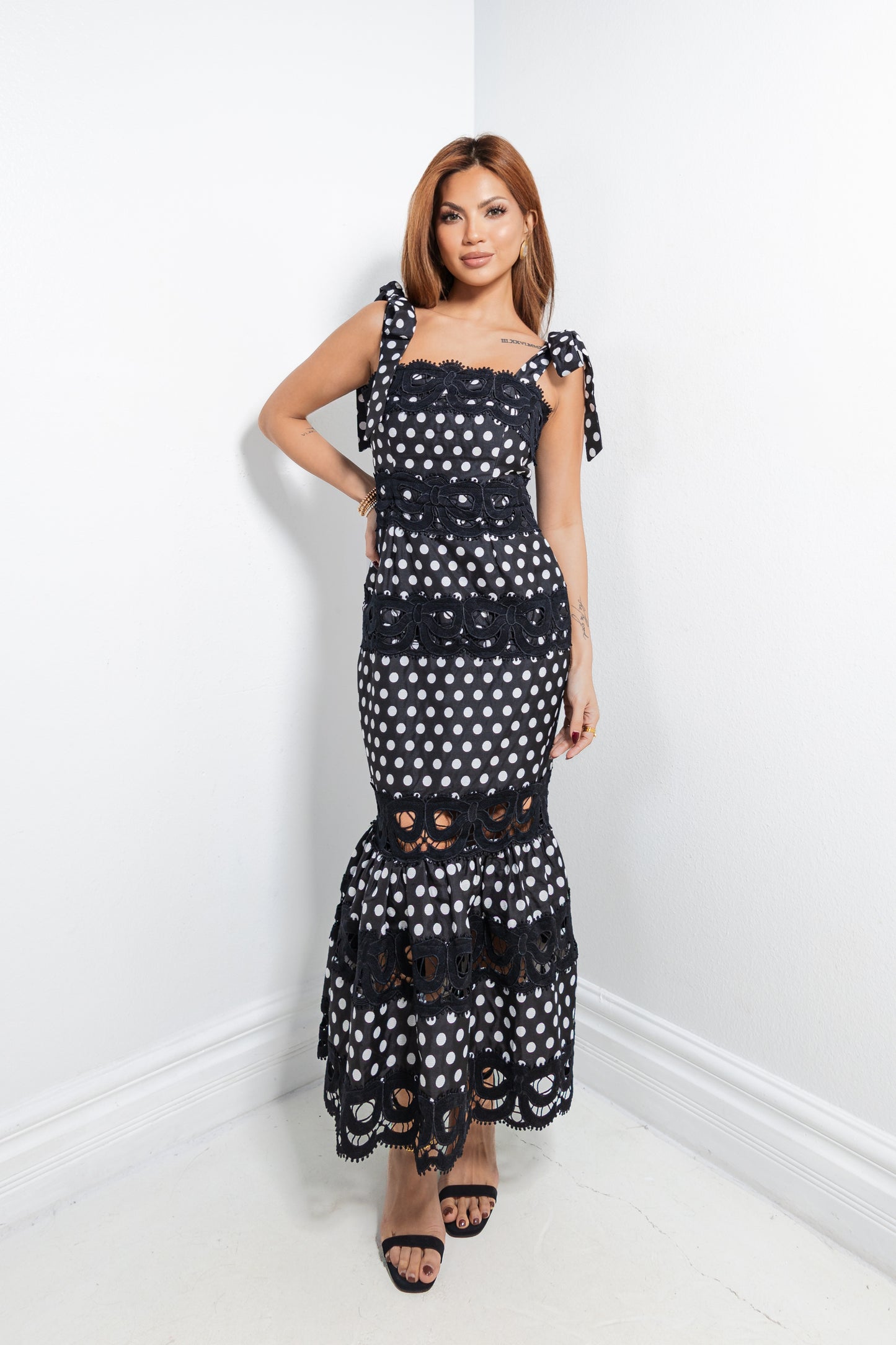 Dotted Desire Lace Midi Dress
