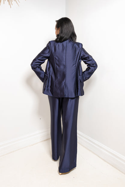 Downtown Luxe Textured Pinstripe Blazer