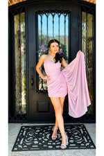 Dusty Lavender Draped Tube Mini Dress-Dresses-KCoutureBoutique, women's boutique in Bossier City, Louisiana