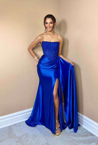 Sapphire Siren Beaded Gown