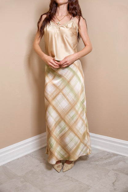 Olive Grove Bias Midi Skirt
