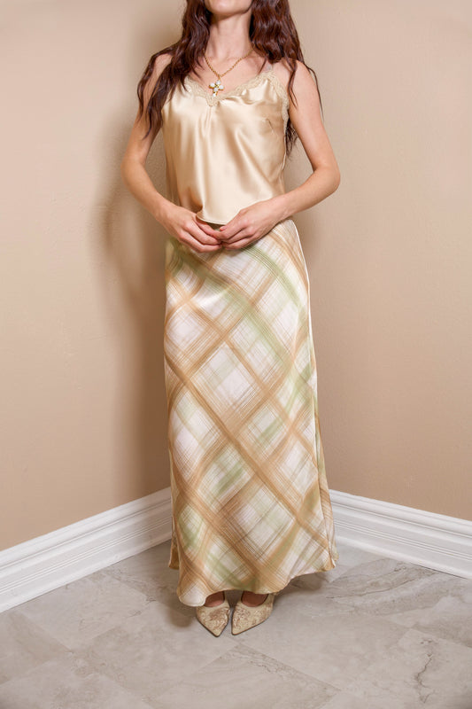 Olive Grove Bias Midi Skirt