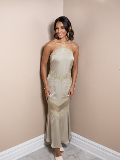 Sage Satin Romance Dress