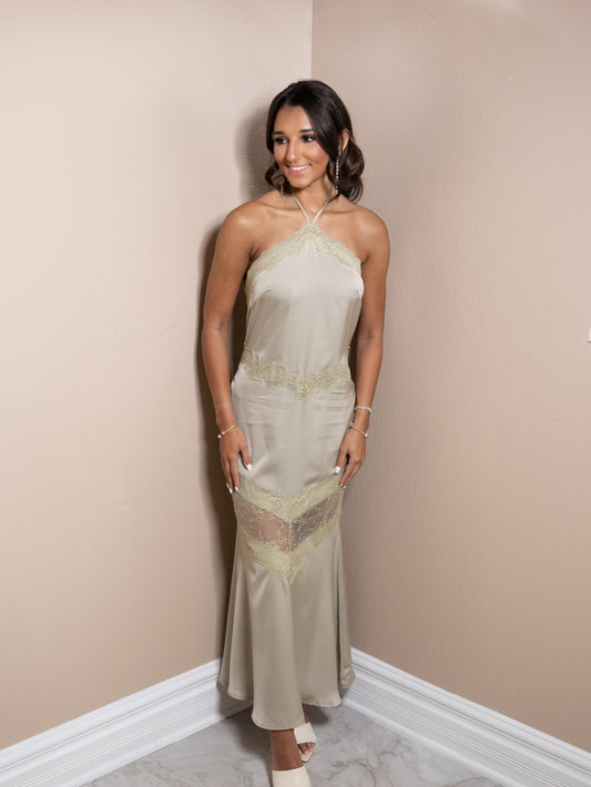Sage Satin Romance Dress