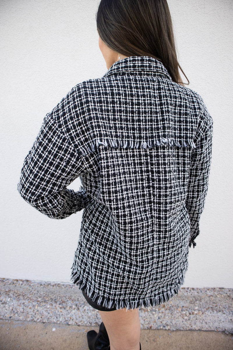 Elan In Tweed Button Down Jacket-Outerwear-KCoutureBoutique, women's boutique in Bossier City, Louisiana