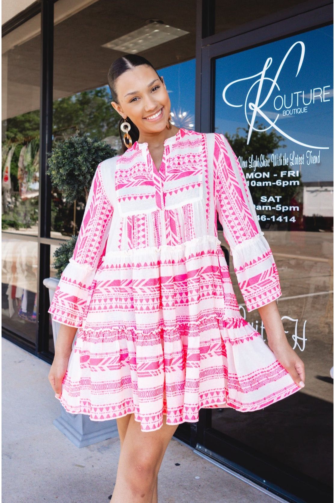 Elan Linen Tribal Dess-Dresses-KCoutureBoutique, women's boutique in Bossier City, Louisiana