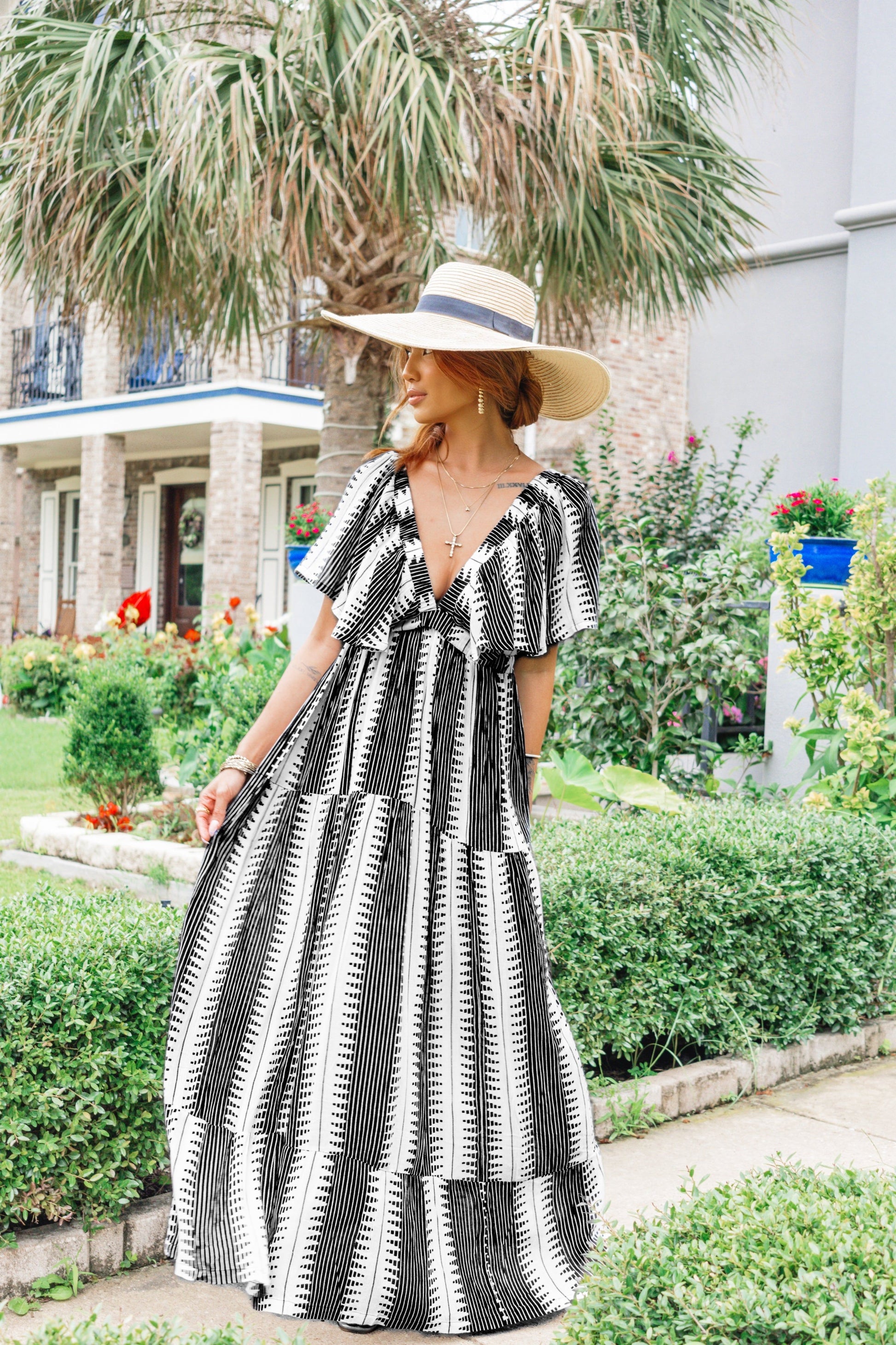 Elan Open Back Ruffle Sleeve Maxi Dress Elan Open Back Ruffle Sleeve Maxi Dress