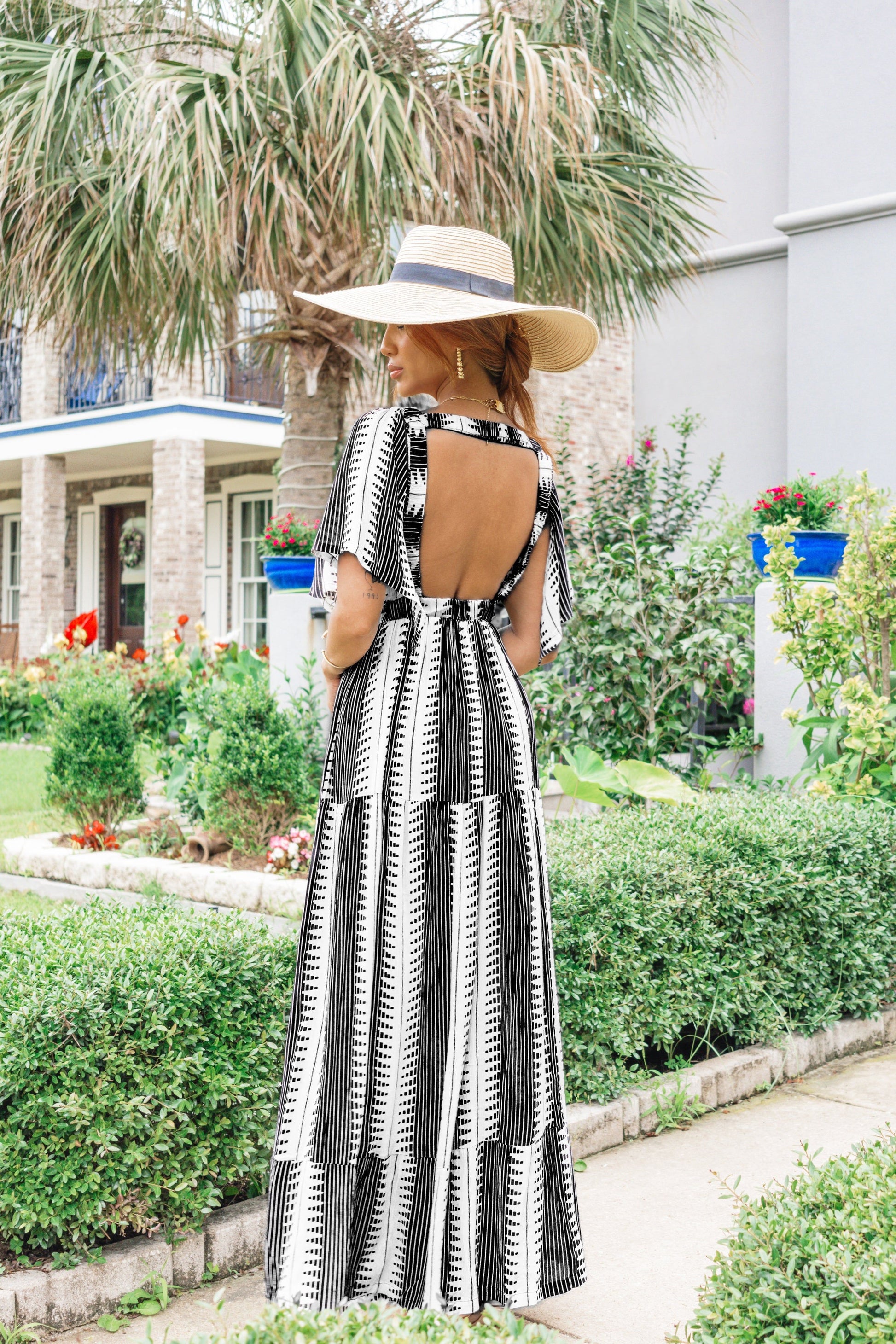 Elan Open Back Ruffle Sleeve Maxi Dress Elan Open Back Ruffle Sleeve Maxi Dress