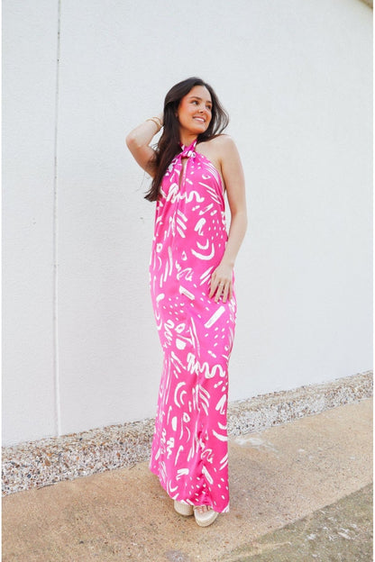 Elan Pink Mauve Abstract Print Dress KCoutureBoutique Elan Pink Mauve Abstract Print Dress KCoutureBoutique