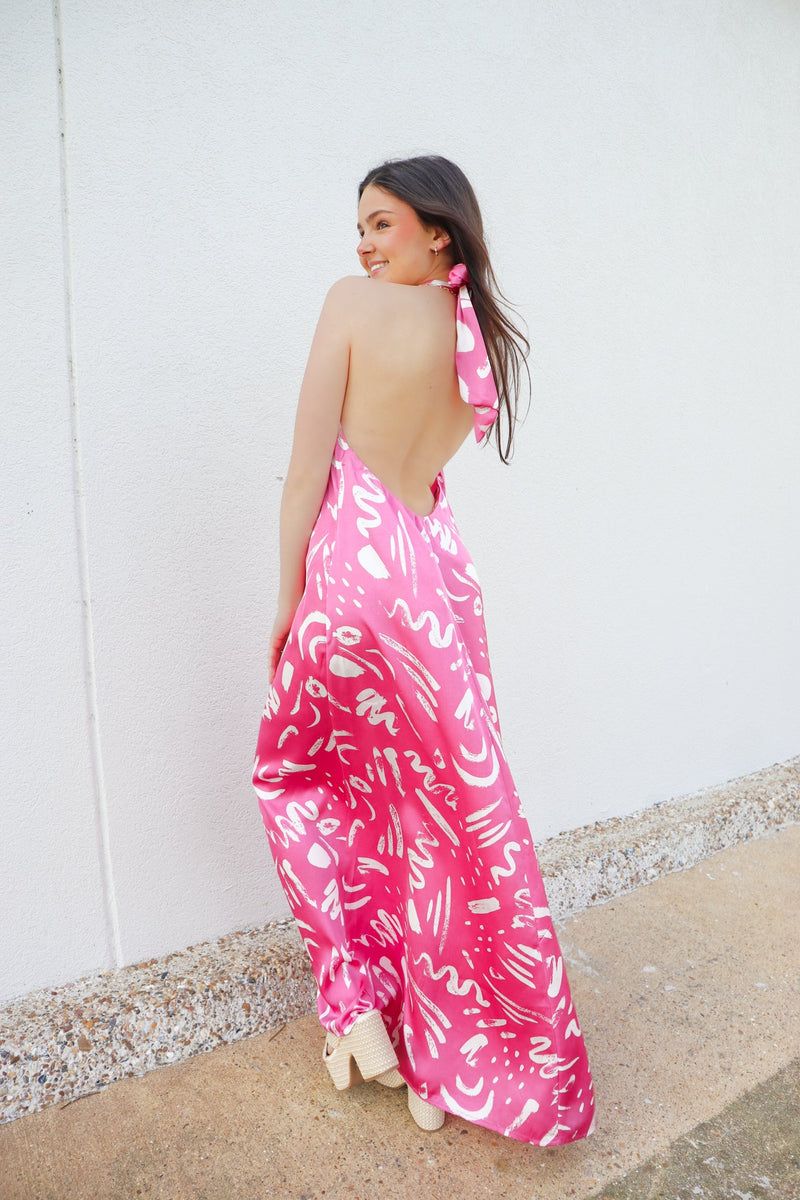 Elan Pink Mauve Abstract Print Dress-Dresses-KCoutureBoutique, women's boutique in Bossier City, Louisiana