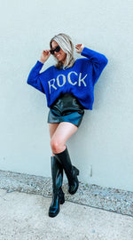 Elan "ROCK" Graphic Oversized Sweater-Apparel & Accessories-KCoutureBoutique, women's boutique in Bossier City, Louisiana
