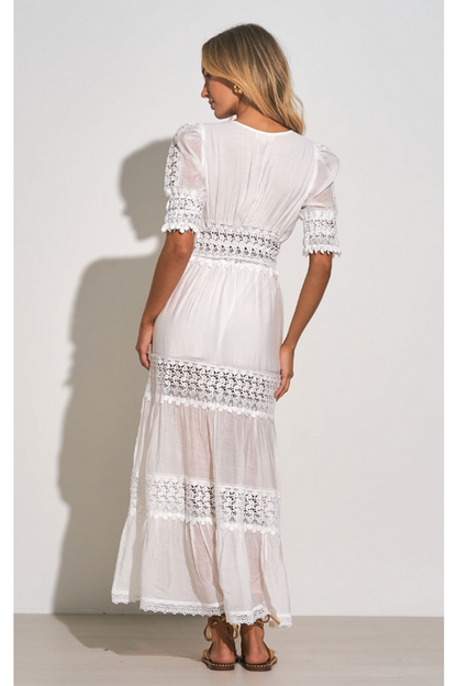 Elan White Lace Crochet Maxi Dress-Dresses-KCoutureBoutique, women's boutique in Bossier City, Louisiana