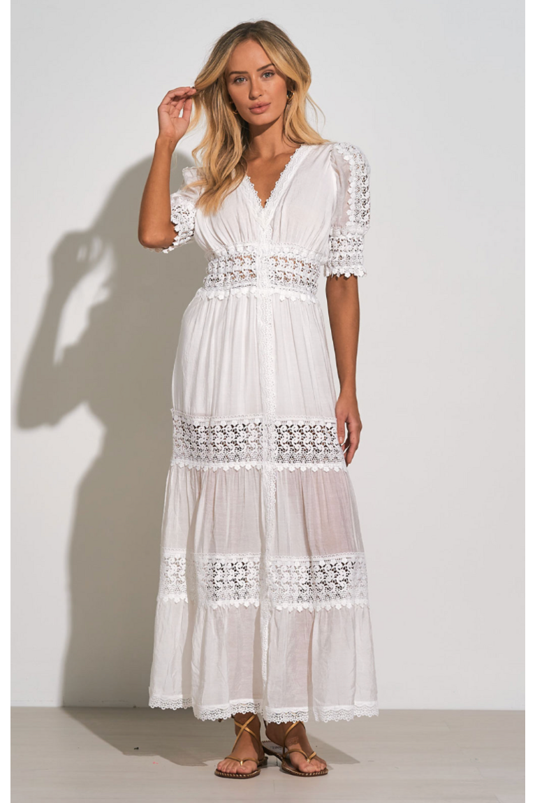 Elan White Lace Crochet Maxi Dress-Dresses-KCoutureBoutique, women's boutique in Bossier City, Louisiana