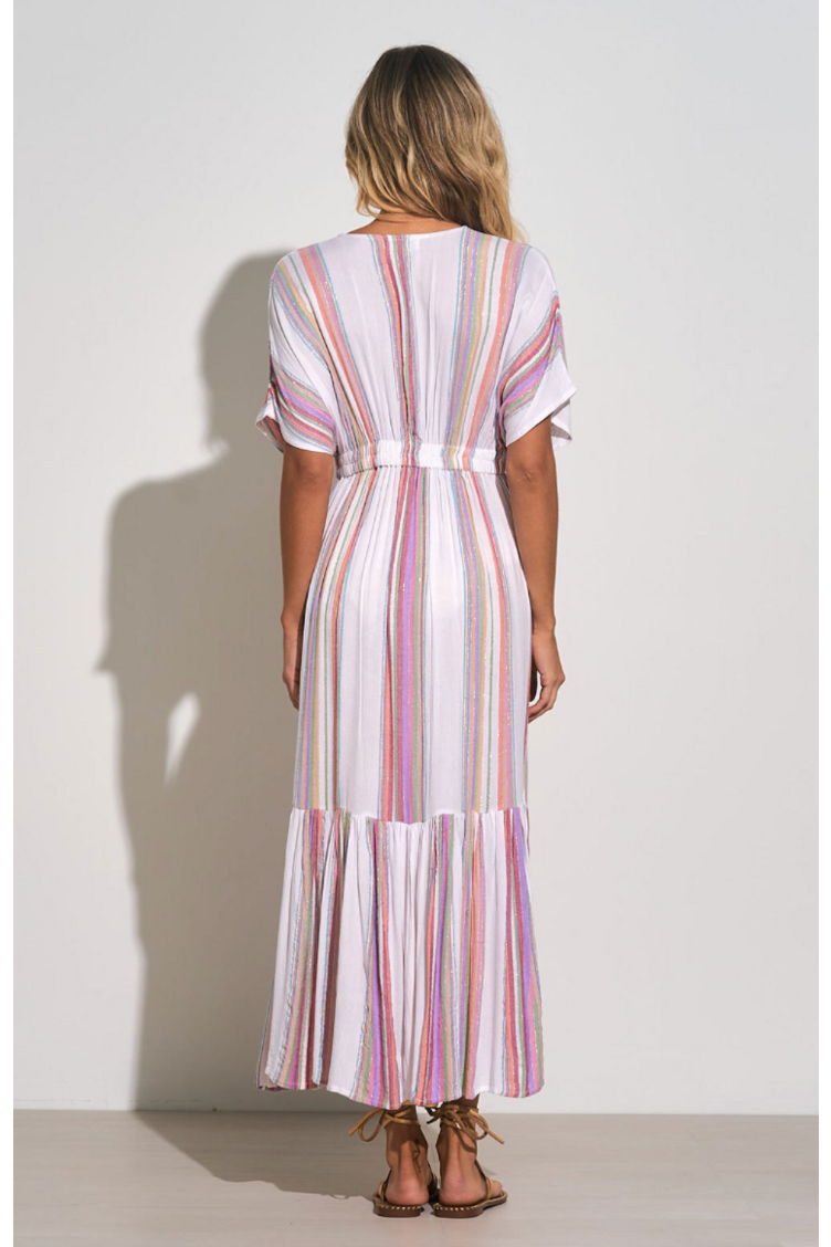 Elan White Multi Stripe Maxi Dress-Dresses-KCoutureBoutique, women's boutique in Bossier City, Louisiana