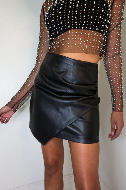 Elan Layered Faux Leather Skirt