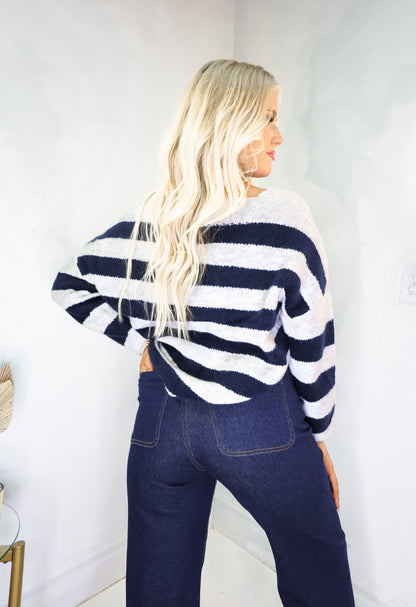 Elan Striped V-Neck Sweater