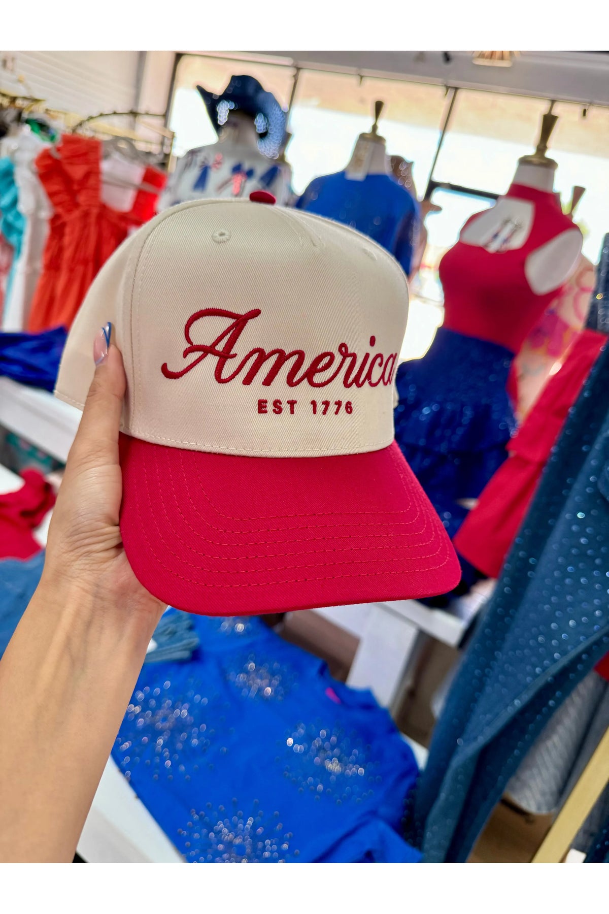 Embroidered America Trucker Hat-Hats-KCoutureBoutique, women's boutique in Bossier City, Louisiana