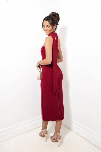 Endless Rose Choker Tie Midi Dress