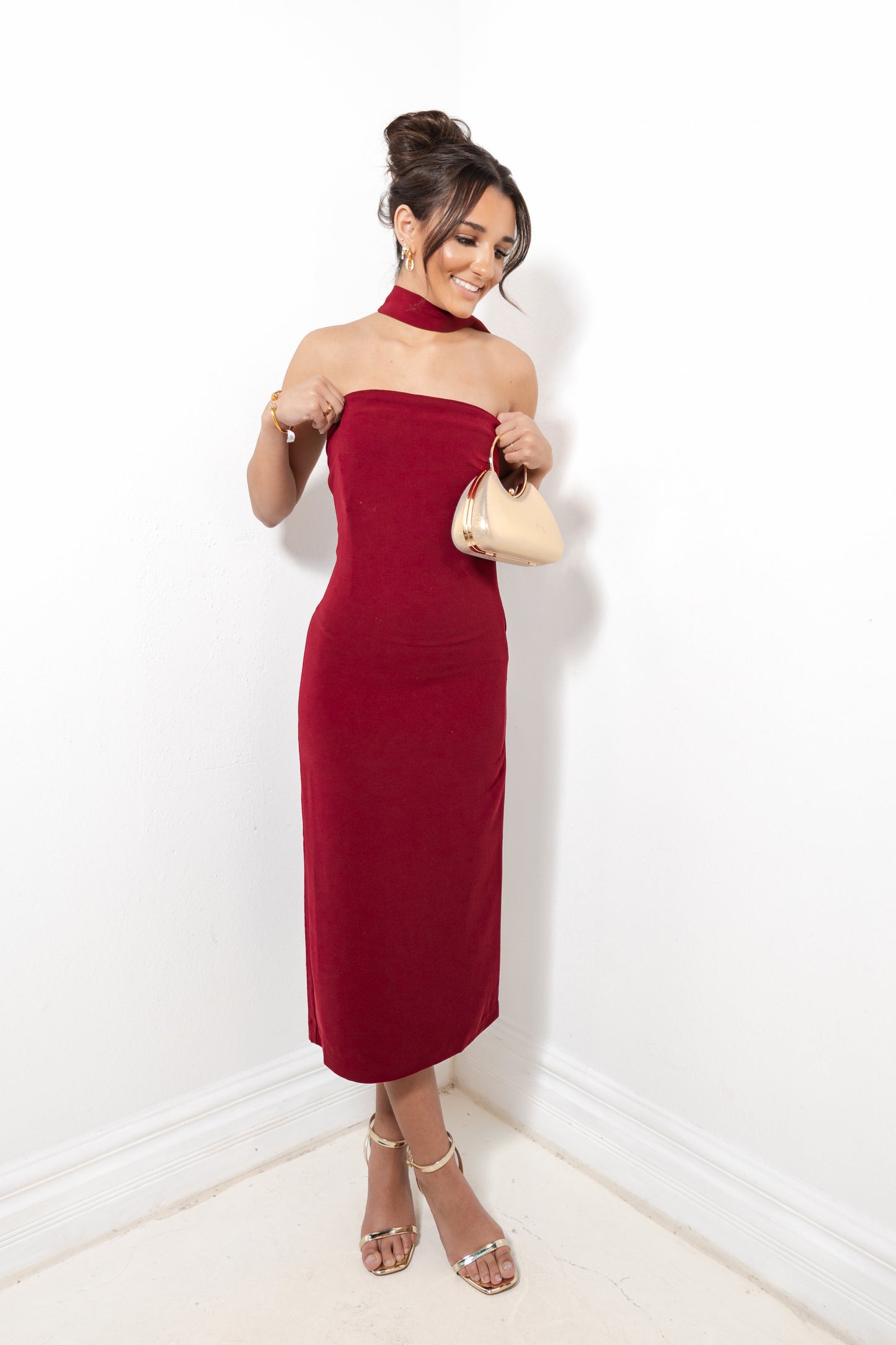 Endless Rose Choker Tie Midi Dress