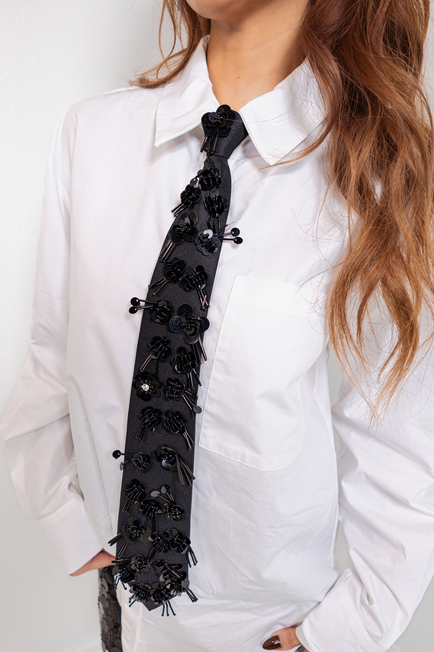 Endless Rose Detachable Sequin Tie Shirt