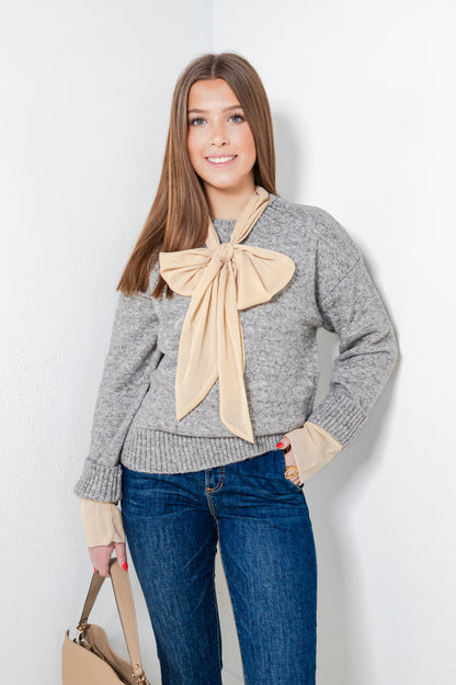 Endless Rose  Knit Sweater w/ Neck Tie