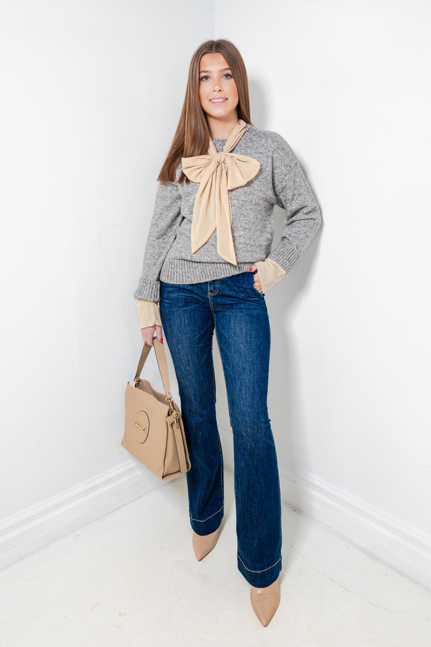 Endless Rose  Knit Sweater w/ Neck Tie