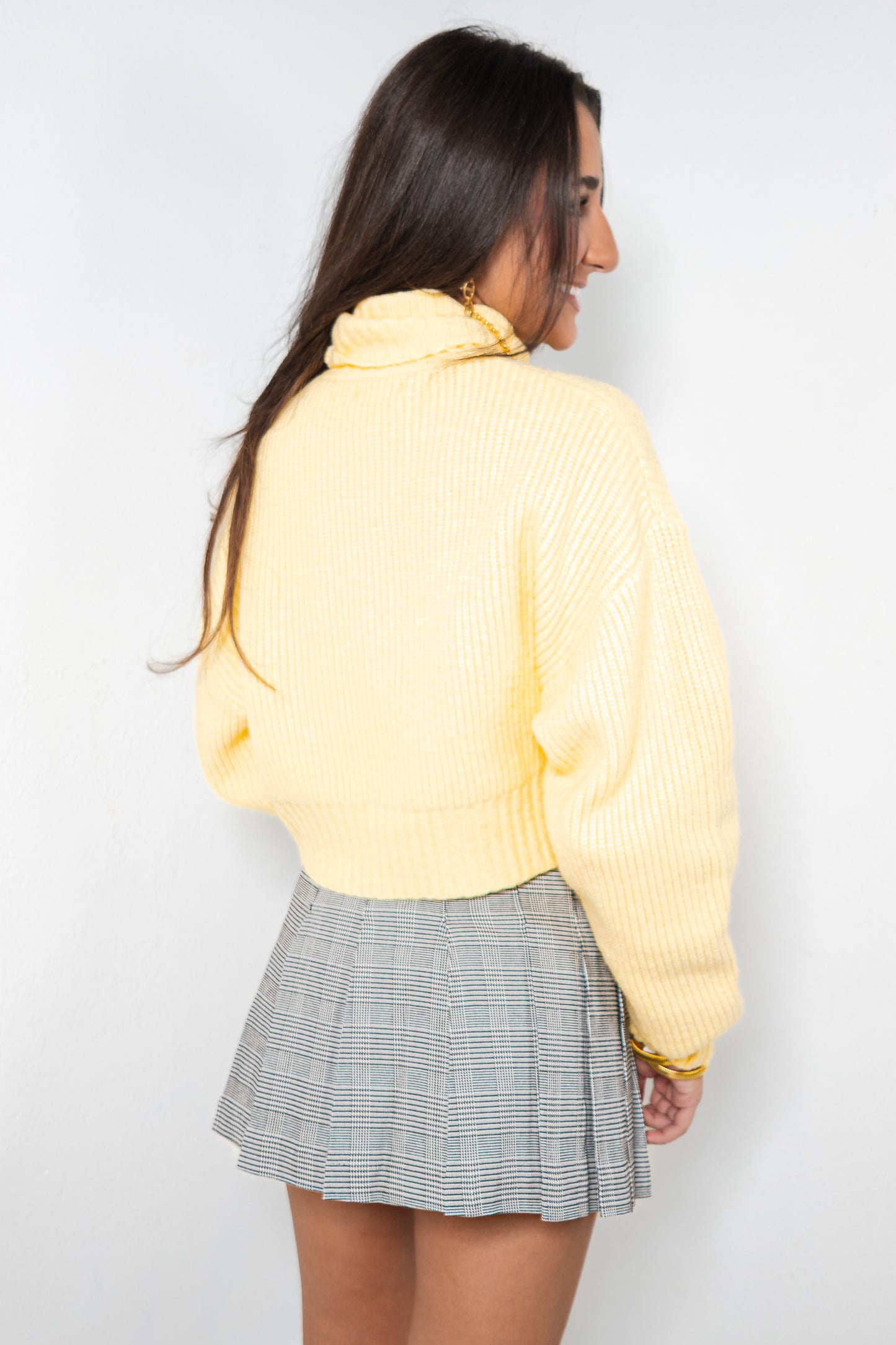 Frosted Lemon Cropped Sweater Top