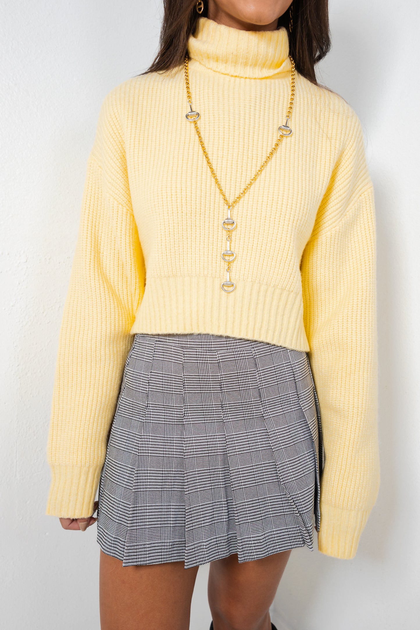 Frosted Lemon Cropped Sweater Top