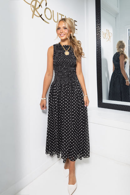 Endless Rose Spotted Style Drop Waist Maxi Dress
