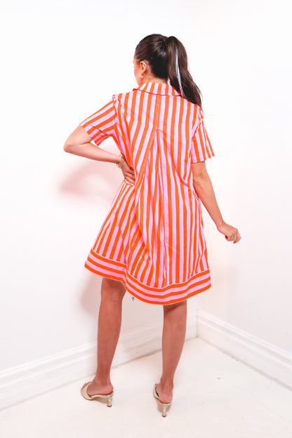 English Factory Peachy Keen Striped Shirt Dress
