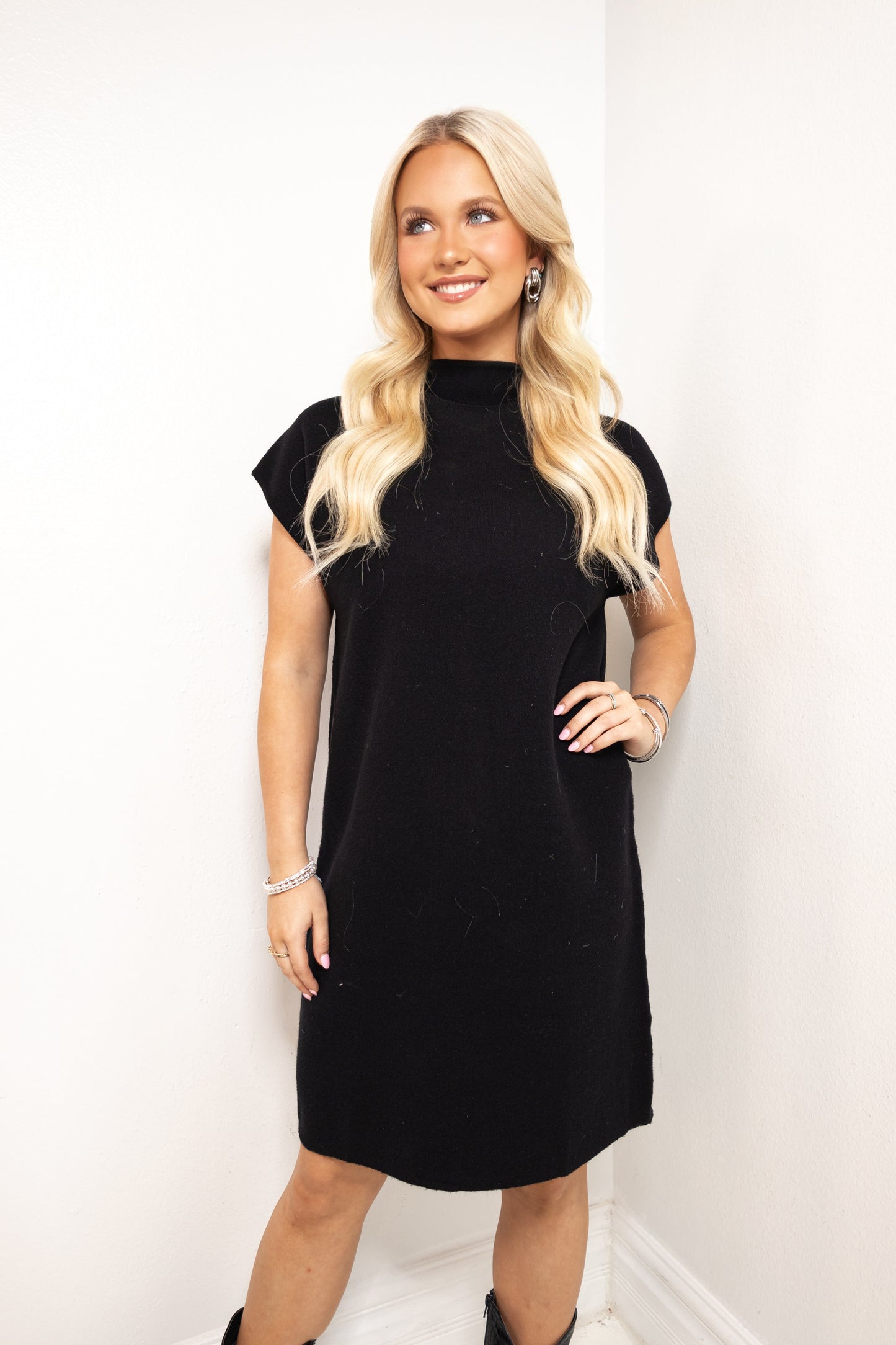 Evening Ease Mock Neck Sweater Dress