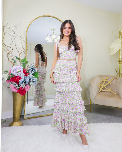 Ever After Floral Ruffled Maxi Skirt