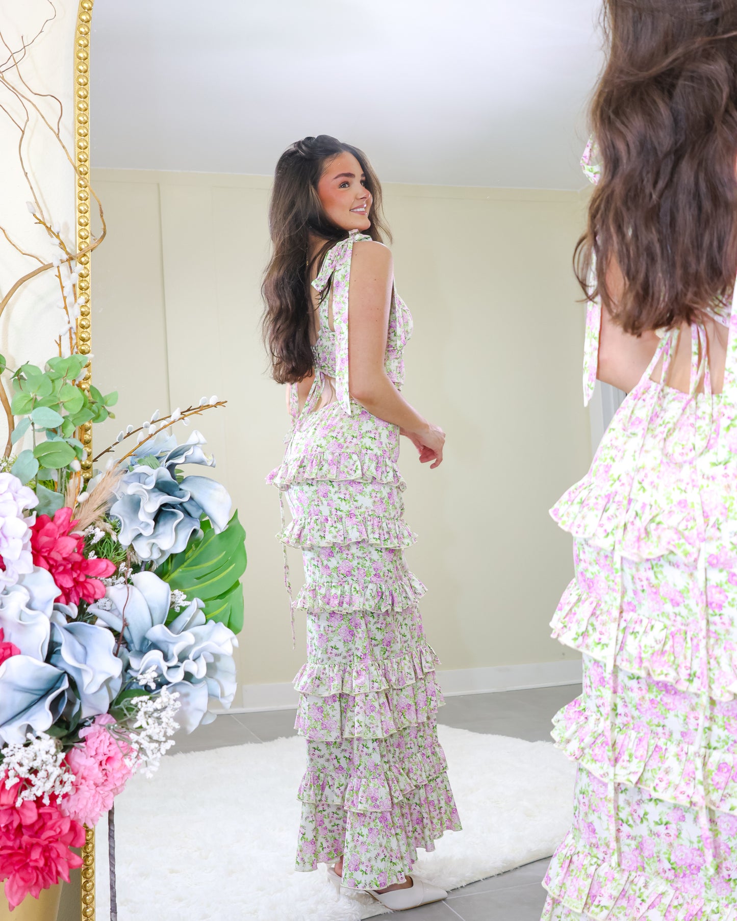 Ever After Floral Ruffled Maxi Skirt