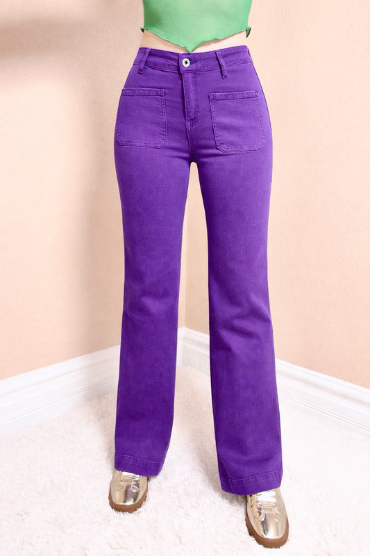 Grape Crush High Rise Flare Jeans