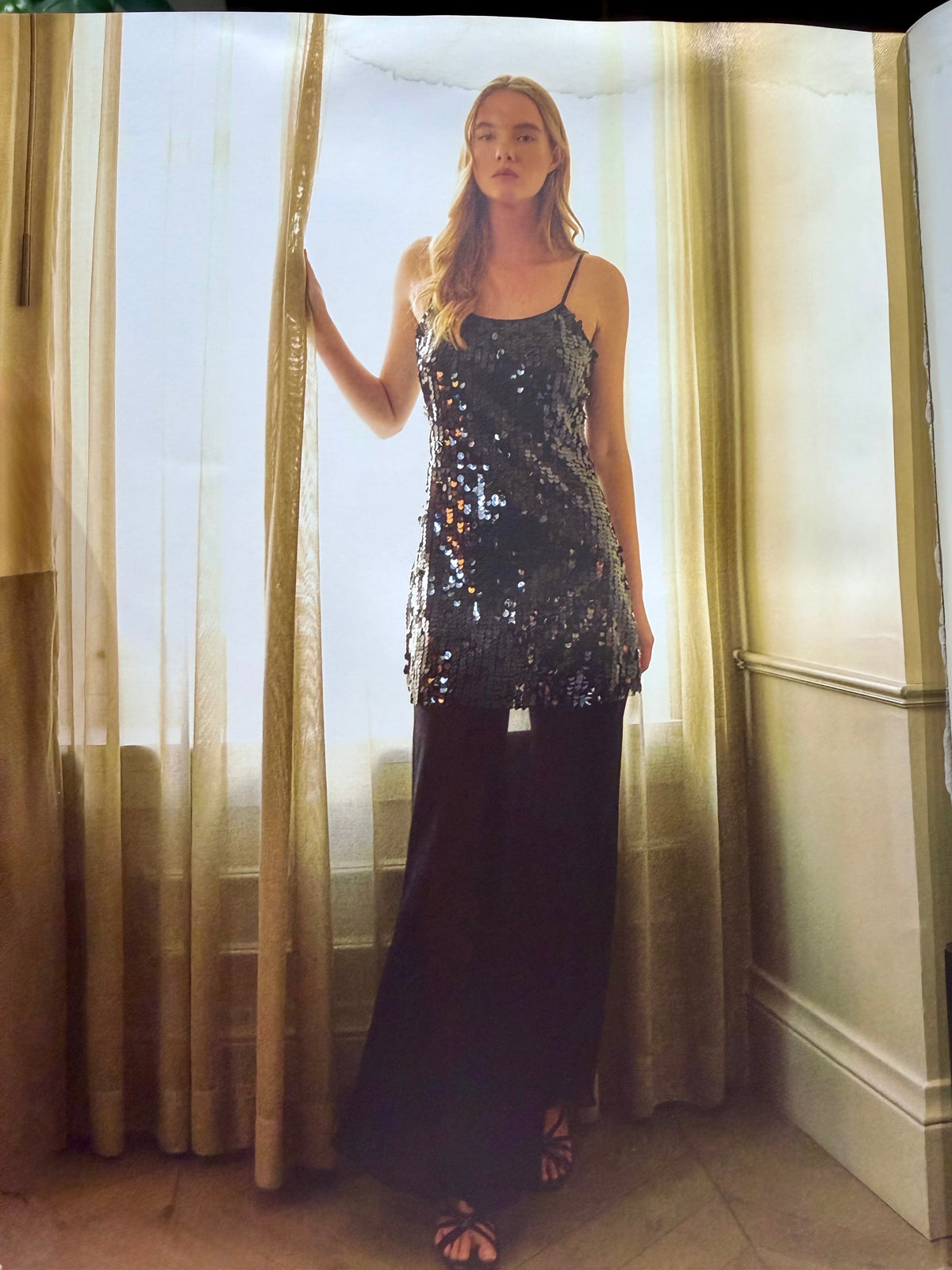 Midnight Sparkle Sequin Chiffon Maxi Dress