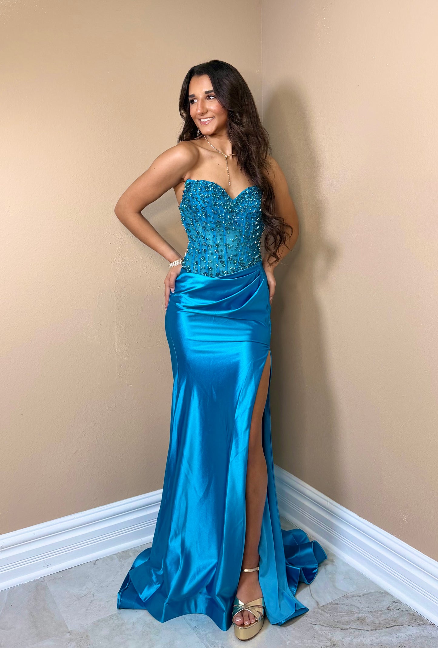 Velouré Glam Beaded Gown