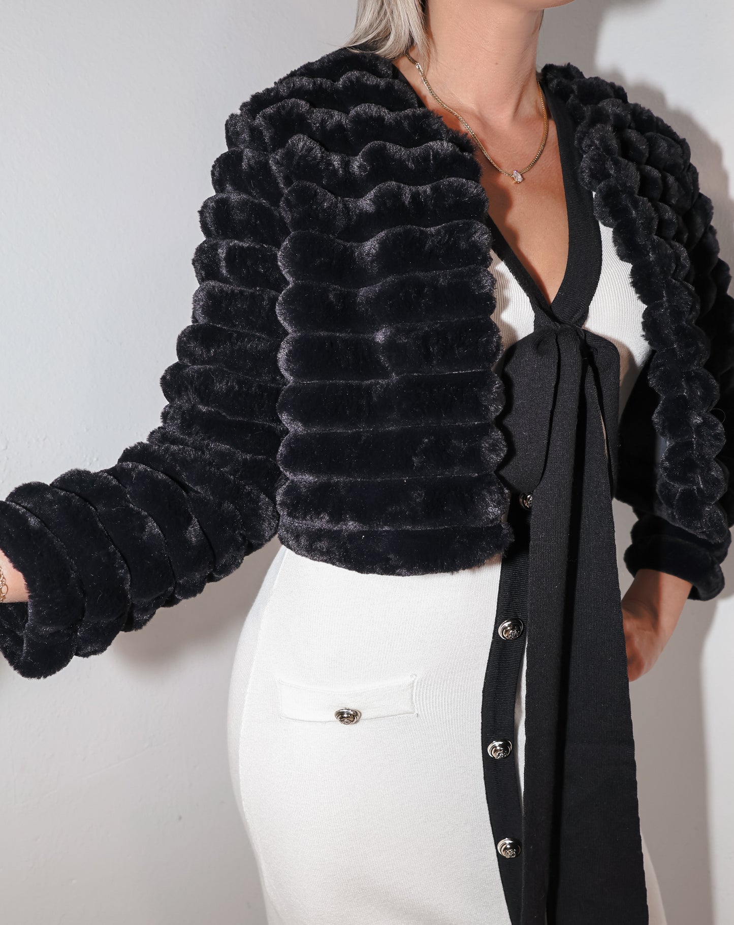 Fancy Faux Fur Cropped Jacket