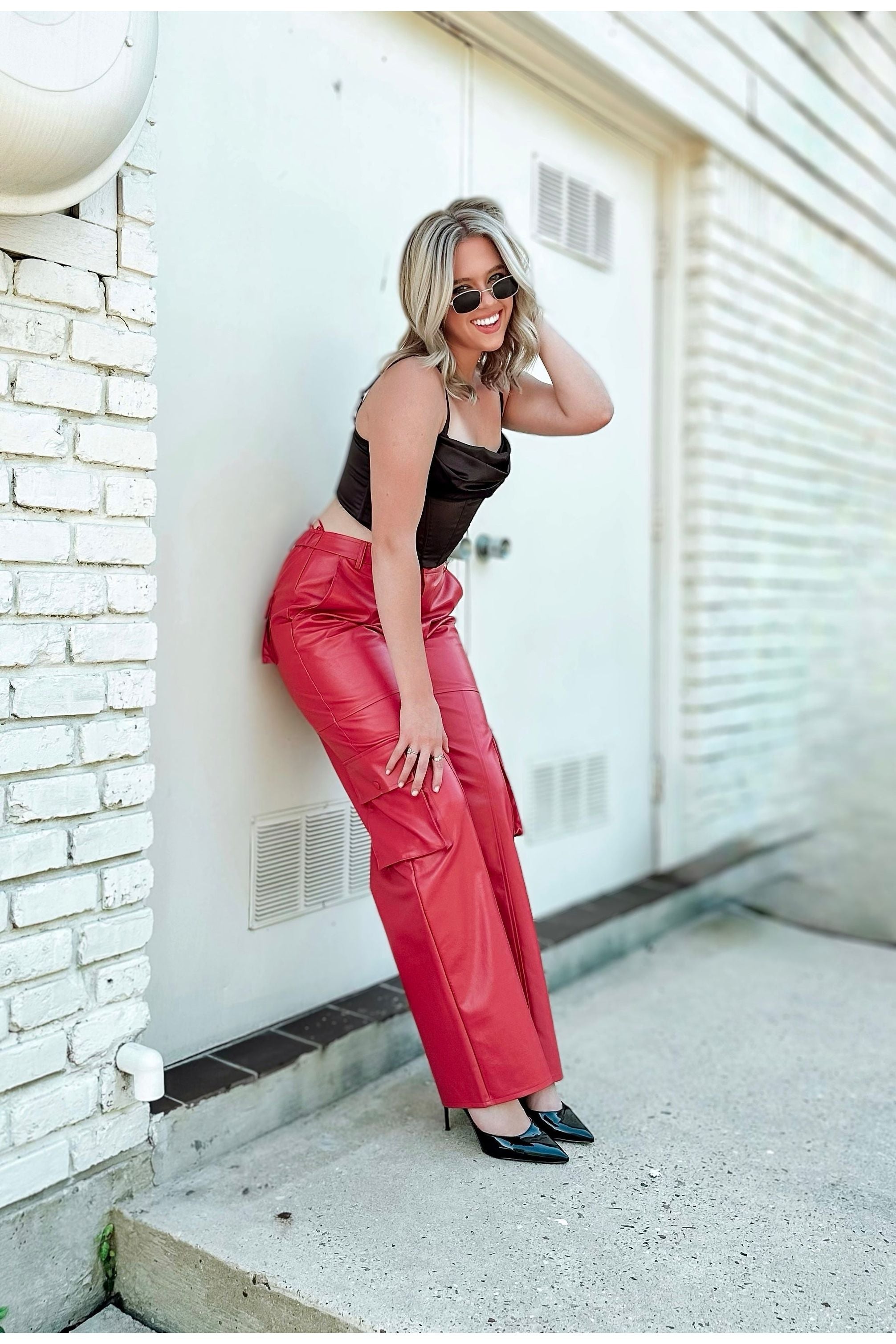 How to wear faux leather pants  Red leather pants, Leather pants