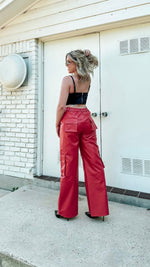 Feeling Fun Faux Leather Cargo Pants-Apparel & Accessories-KCoutureBoutique, women's boutique in Bossier City, Louisiana