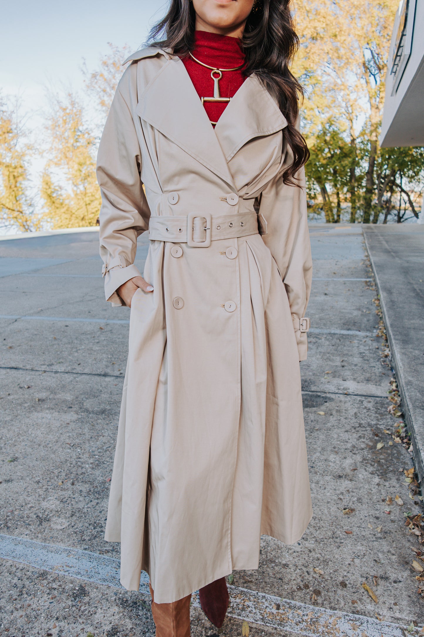 Fifth Avenue Flare Line Belted Trench Coat